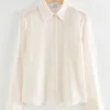 Clearance & Other Stories Mulberry Silk Buttoned Blouse Ivory