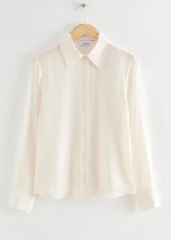 Clearance & Other Stories Mulberry Silk Buttoned Blouse Ivory