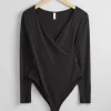 Online & Other Stories Off-Shoulder Wrap Bodysuit Black