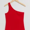 Hot & Other Stories One Shoulder Top Red
