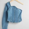 New & Other Stories One-Shoulder Denim Top Light Blue