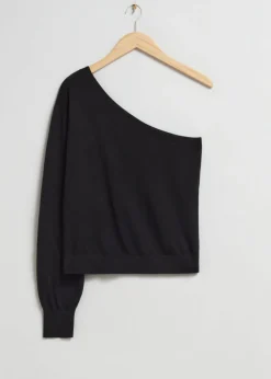 Cheap & Other Stories One-Shoulder Merino Top Black
