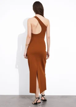 Discount & Other Stories One-Shoulder Midi Dress Brown