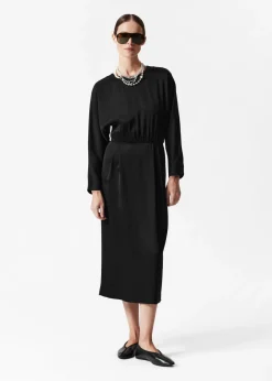 New & Other Stories Open Back Midi Dress Black