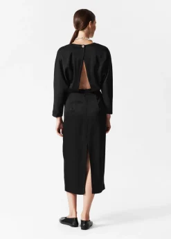 New & Other Stories Open Back Midi Dress Black