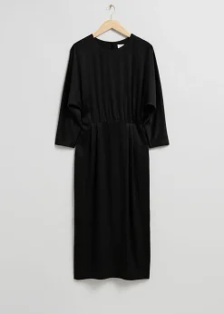 New & Other Stories Open Back Midi Dress Black