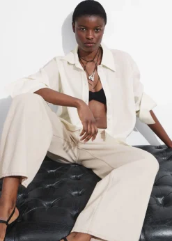 Clearance & Other Stories Oversized Linen Shirt White