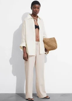 Clearance & Other Stories Oversized Linen Shirt White
