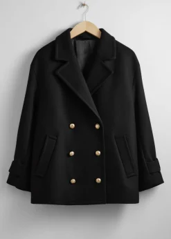 Clearance & Other Stories Oversized Peacoat Black