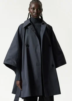 Sale & Other Stories Oversized Trenchcoat Cape Navy