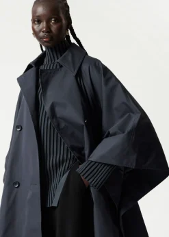 Sale & Other Stories Oversized Trenchcoat Cape Navy