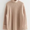 Store & Other Stories Oversized Turtleneck Knit Sweater Beige