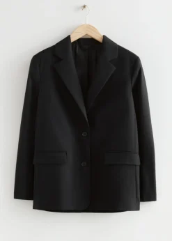 Shop & Other Stories Oversized Wool Blazer Black