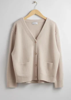 Cheap & Other Stories Oversized Wool Cardigan Light Beige