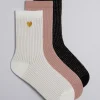 Discount & Other Stories 3-Pack Heart Socks Gift Set White/Pink/Black
