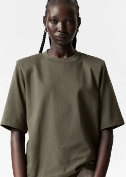 Sale & Other Stories Padded-Shoulder Cotton T-Shirt