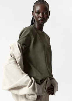 Sale & Other Stories Padded-Shoulder Cotton T-Shirt
