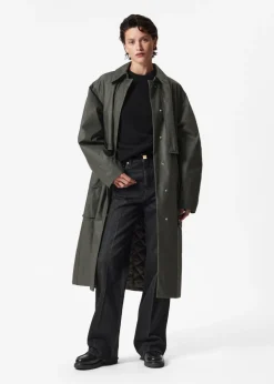 Store & Other Stories Patch-Pocket Cotton Coat Green