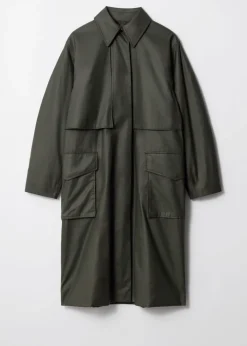 Store & Other Stories Patch-Pocket Cotton Coat Green
