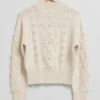 Clearance & Other Stories Pearl Bead Cable Knit Sweater Cream