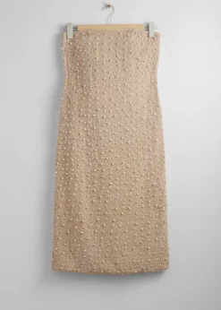 Discount & Other Stories Pearl-Embellished Midi Dress Beige