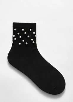 Outlet & Other Stories Pearl-Embellished Socks Black