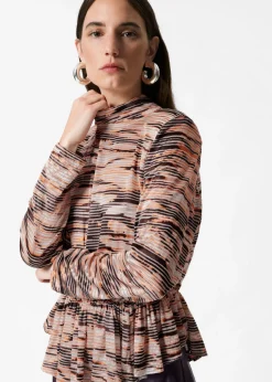 New & Other Stories Peplum Top Gold/Black Stripes