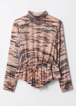 New & Other Stories Peplum Top Gold/Black Stripes
