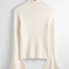 Online & Other Stories Petal-Sleeve Knit Top Cream