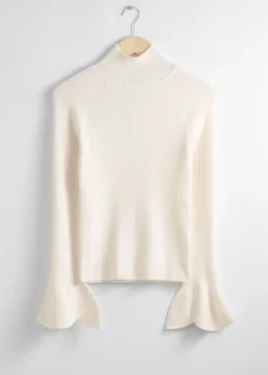 Online & Other Stories Petal-Sleeve Knit Top Cream
