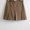 Best Sale & Other Stories Pleated Herringbone Mini Skirt Brown Herringbone