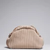Sale & Other Stories Pleated Leather Clutch Bag Beige