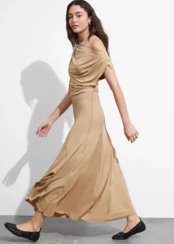 Store & Other Stories Pleated Midi Skirt Beige