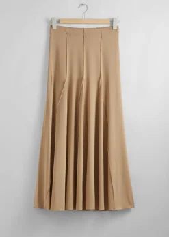 Store & Other Stories Pleated Midi Skirt Beige
