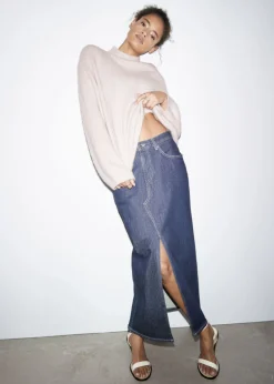 Flash Sale & Other Stories 5-Pocket Denim Midi Skirt Dark Blue