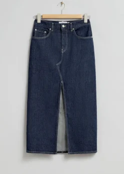 Flash Sale & Other Stories 5-Pocket Denim Midi Skirt Dark Blue