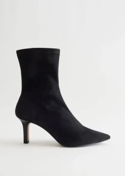 Sale & Other Stories Pointy Sock Boots Black suede