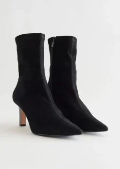 Sale & Other Stories Pointy Sock Boots Black suede