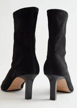 Sale & Other Stories Pointy Sock Boots Black suede