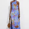 Best & Other Stories Printed Halterneck Maxi Dress Blue Print