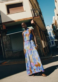 Best & Other Stories Printed Halterneck Maxi Dress Blue Print
