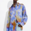 Clearance & Other Stories Printed Satin Shirt Blue Print