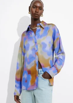 Clearance & Other Stories Printed Satin Shirt Blue Print