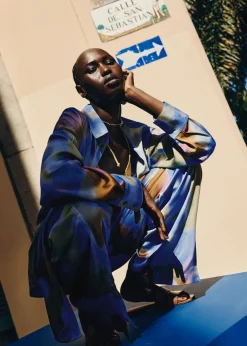 Clearance & Other Stories Printed Satin Shirt Blue Print