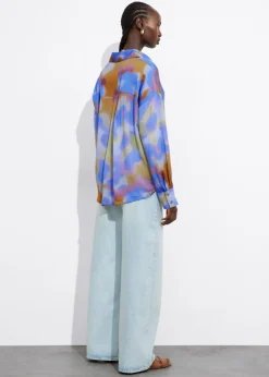 Clearance & Other Stories Printed Satin Shirt Blue Print