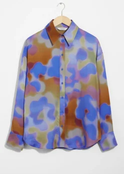 Clearance & Other Stories Printed Satin Shirt Blue Print