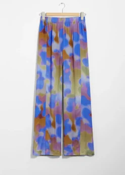 Cheap & Other Stories Printed Satin Trousers Blue Print