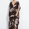 Cheap & Other Stories Printed Throw-On Midi Dress Brown Print