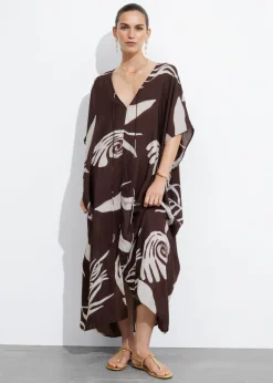 Cheap & Other Stories Printed Throw-On Midi Dress Brown Print