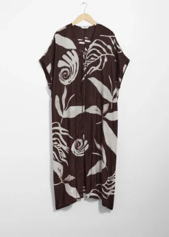Cheap & Other Stories Printed Throw-On Midi Dress Brown Print